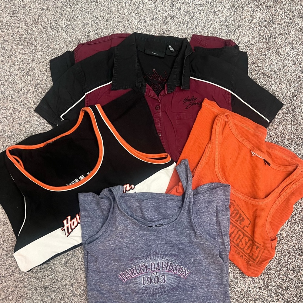 Harley-Davidson women’s Tank Tops in Black, Orange, and Blue